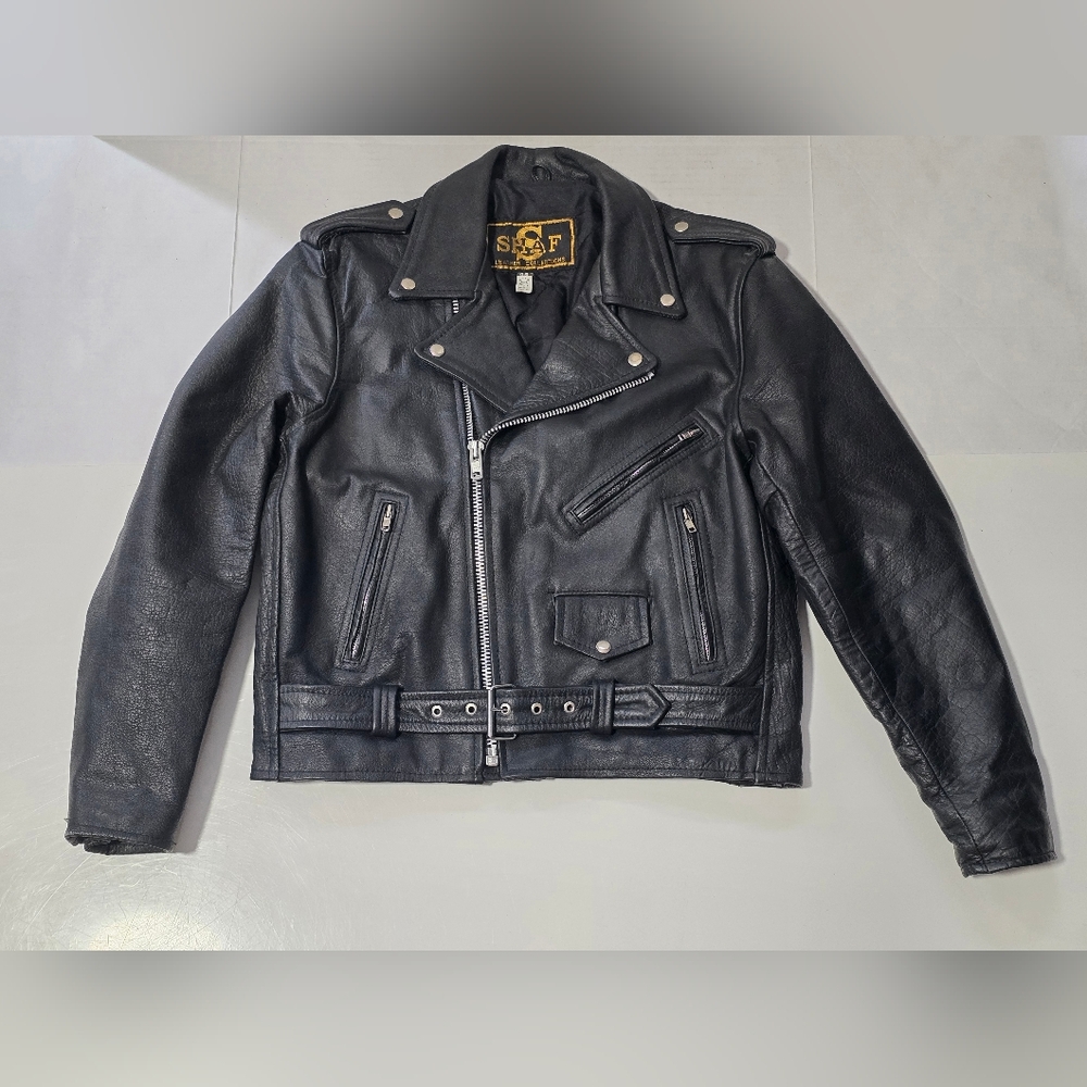 Black Leather Biker Jacket - Men's Classic Moto